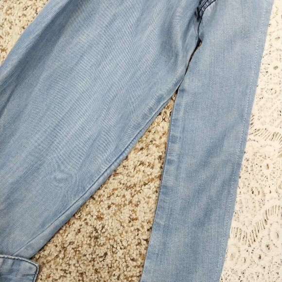 3543 Size M/Large Upcycled Lace and Denim Long Sleeve Top. - Picture 5 of 7